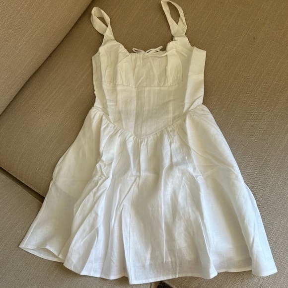 Reformation Daria Linen Mini Dress - White - Picture 6 of 6